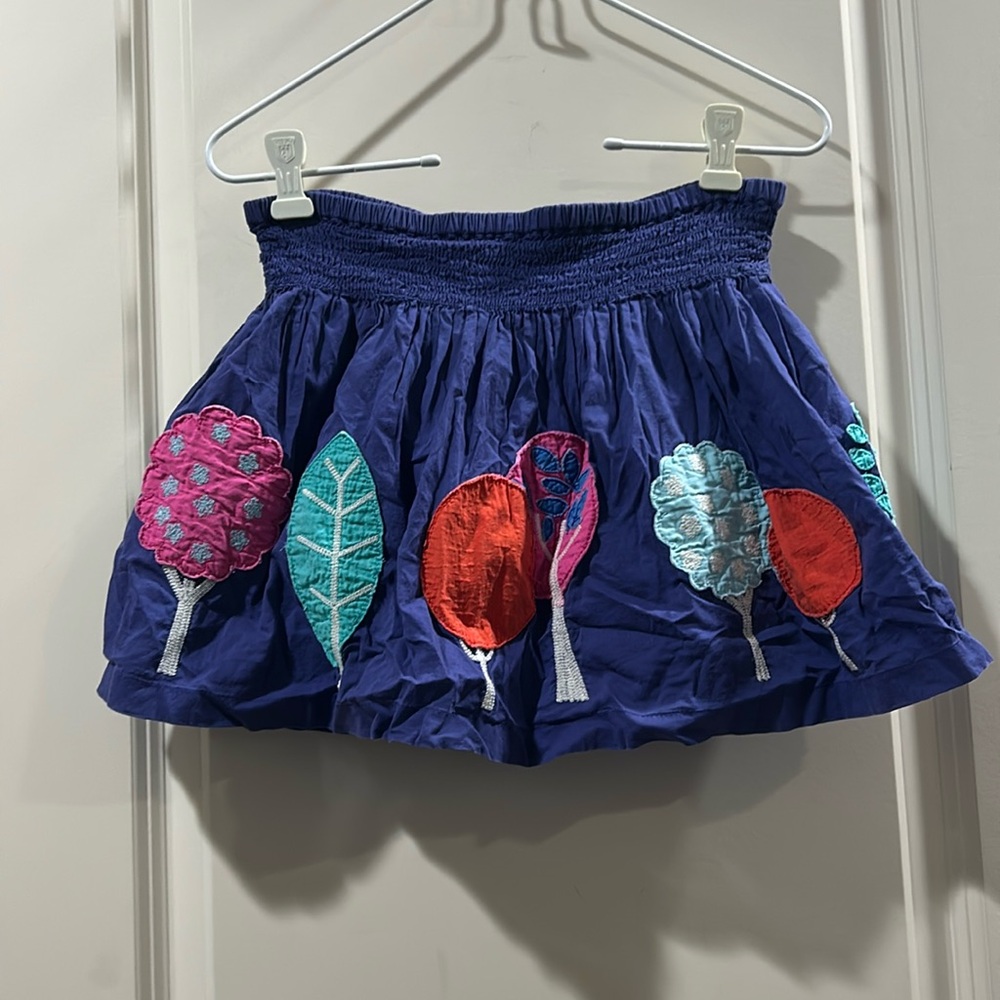 Mini Boden wide elastic band Floral Appliqué patchwork embellish Skirt Size 5-6Y - Picture 7 of 8